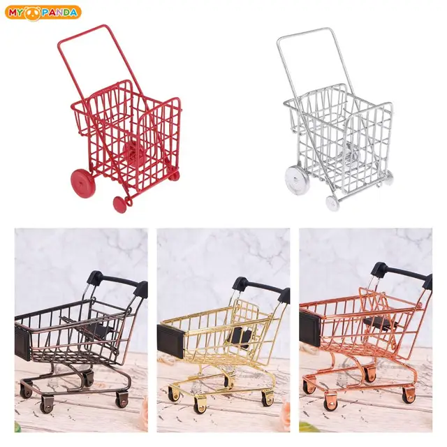1Pc Mini Shopping Cart Trolley Home Office Sundries Storage Ornaments Children's Toy 1