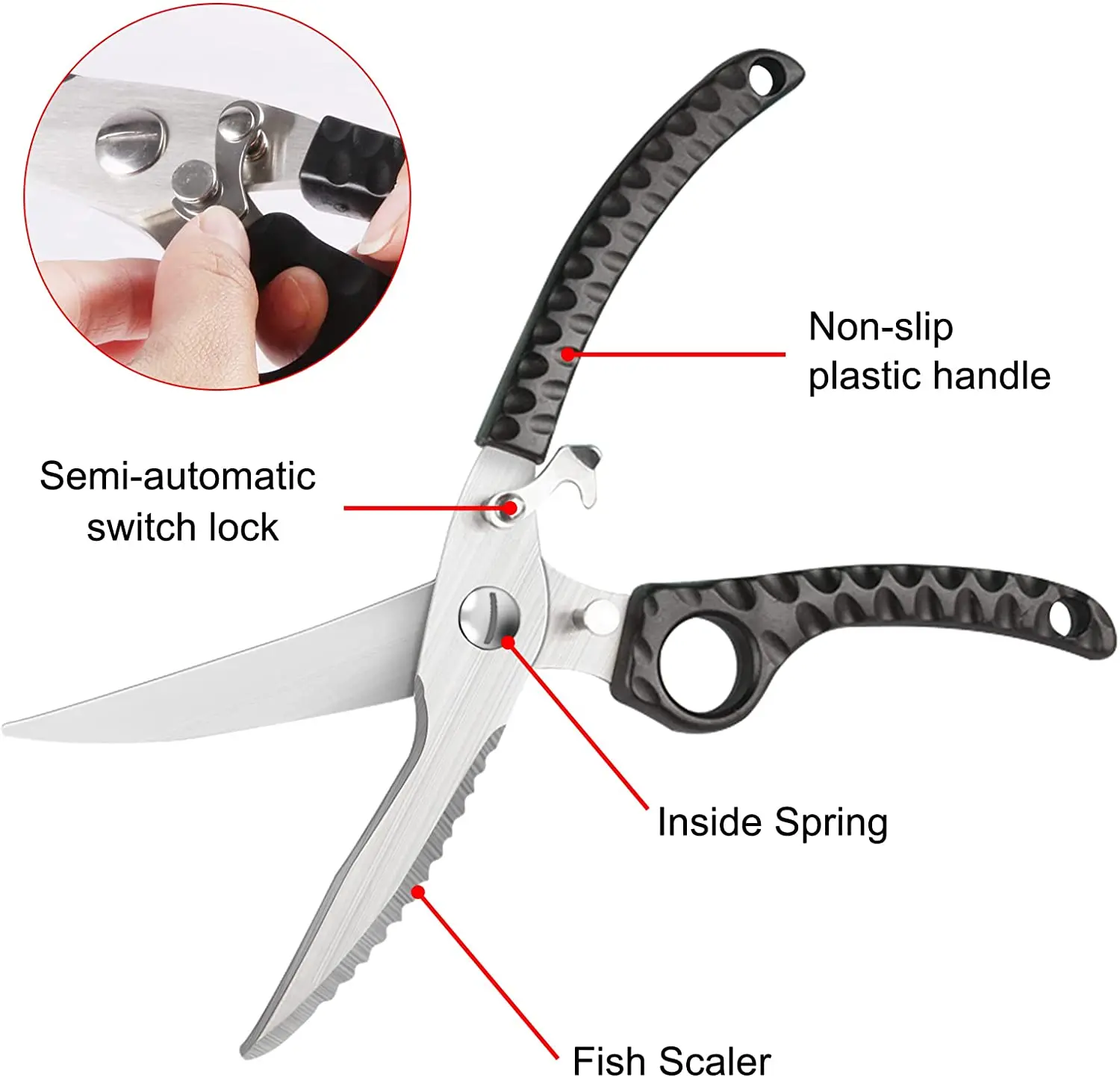 Kitchen Spring Loaded Poultry Shears Heavy Duty Chicken Shears With  Anti-slip Handle Safety Lock Poultry Scissors Chicken,bone - Scissors -  AliExpress