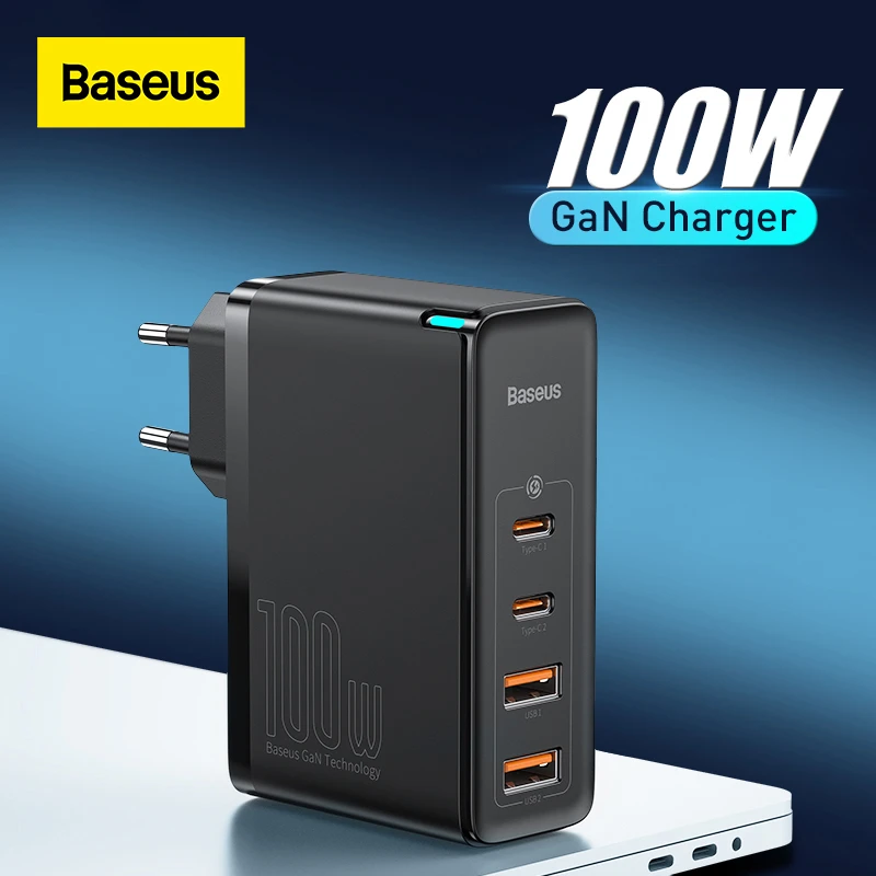 Baseus GaN Charger 100W USB Type C PD Fast Charger with Quick Charge 4.0 3.0 USB Phone Charger For MacBook Laptop Smartphone usb triple socket