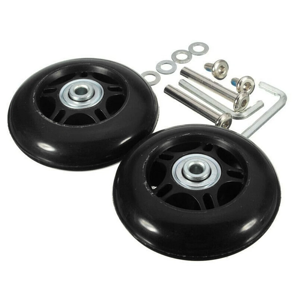 1 Pair Swivel Caster Wheels Luggage Suitcase Replacement Wheels Mute with Metal Bearings Axles Screw Wheels Bearings Repair Kits