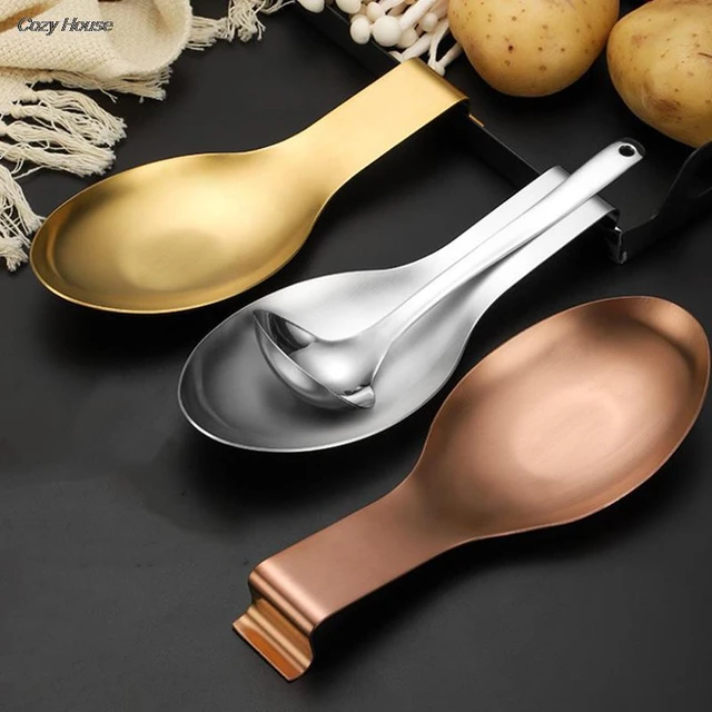 Black and Gold Utensil Holder with Built-in Spoon Rest