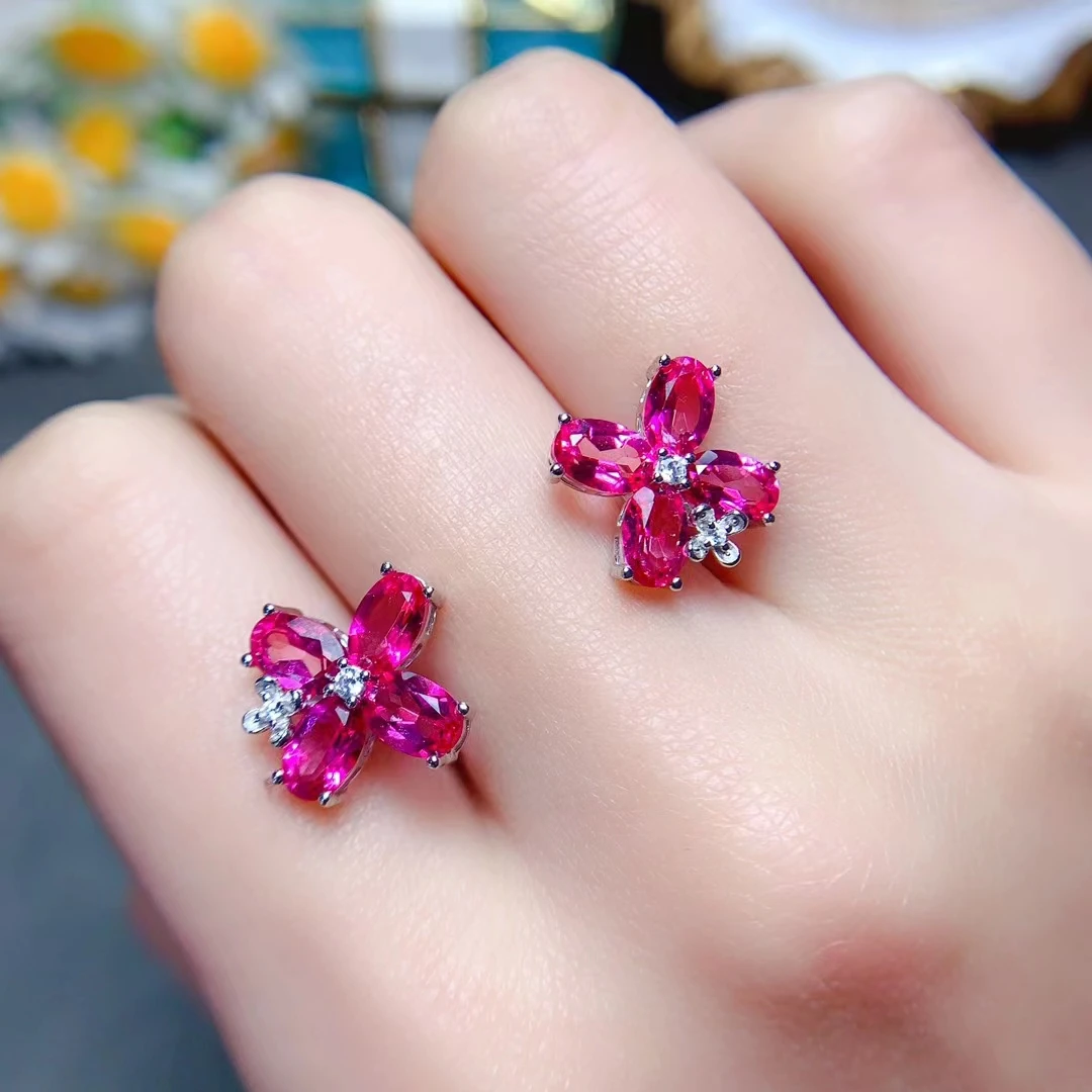 

VVS Grade Pink Topaz Stud Earrings 4mm*6mm Total 4ct Natural Topaz Earrings Allergy Free 18K Gold Plated Jewelry