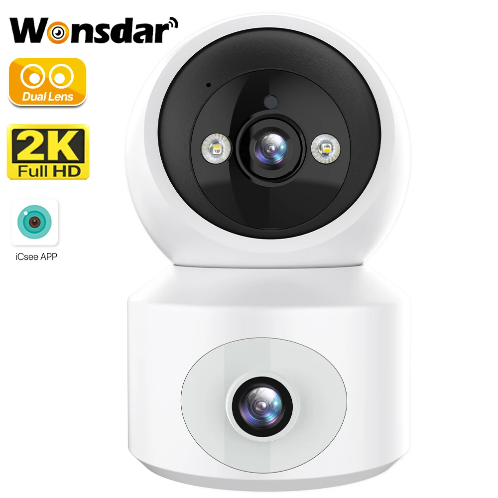 2K 4MP Dual Lens WIFI Câmera IP Dual Screen Baby Monitor AI Auto