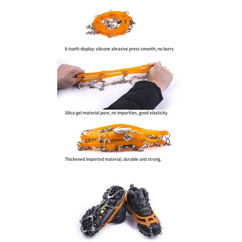 ELOS-Crampons Stainless Steel Anti-Skid Ski Claws Mud Ice And Snow Anti-Skid Shoe Covers Mountaineering Shoe Chains