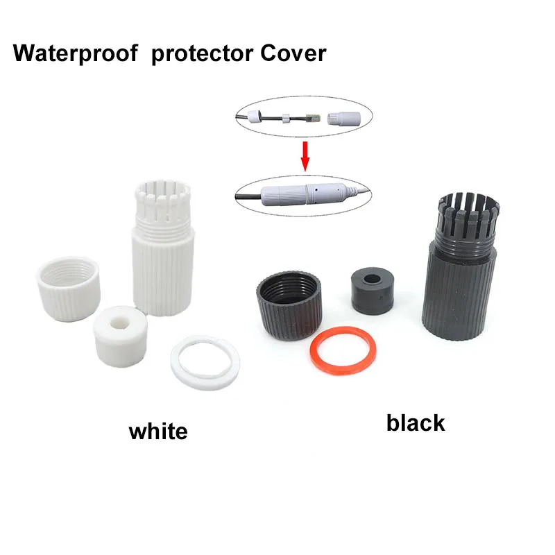 

white black RJ45 Waterproof Connector Cap protector Cover For Outdoor Network for poe IP Camera Pigtail Cable IP camera A07