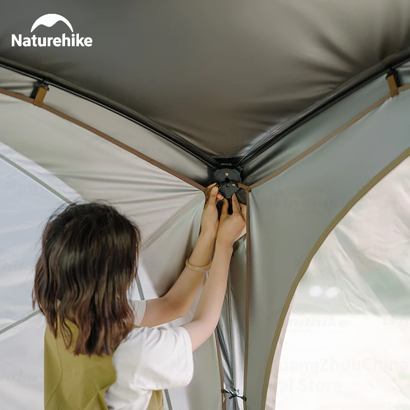 Naturehike Dome Tent with Canopy Waterproof Quick Opening Camping Outdoor Travel Family Silver Coated Sun Shelter Tent Sunscreen