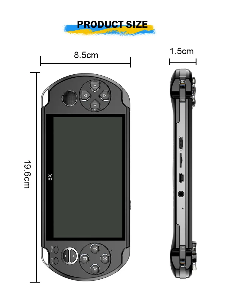 X1/X9/X12 Handheld Game Console Portable Handheld Nostalgic GBA/NES Video Game 5 Inch Large Screen Handheld