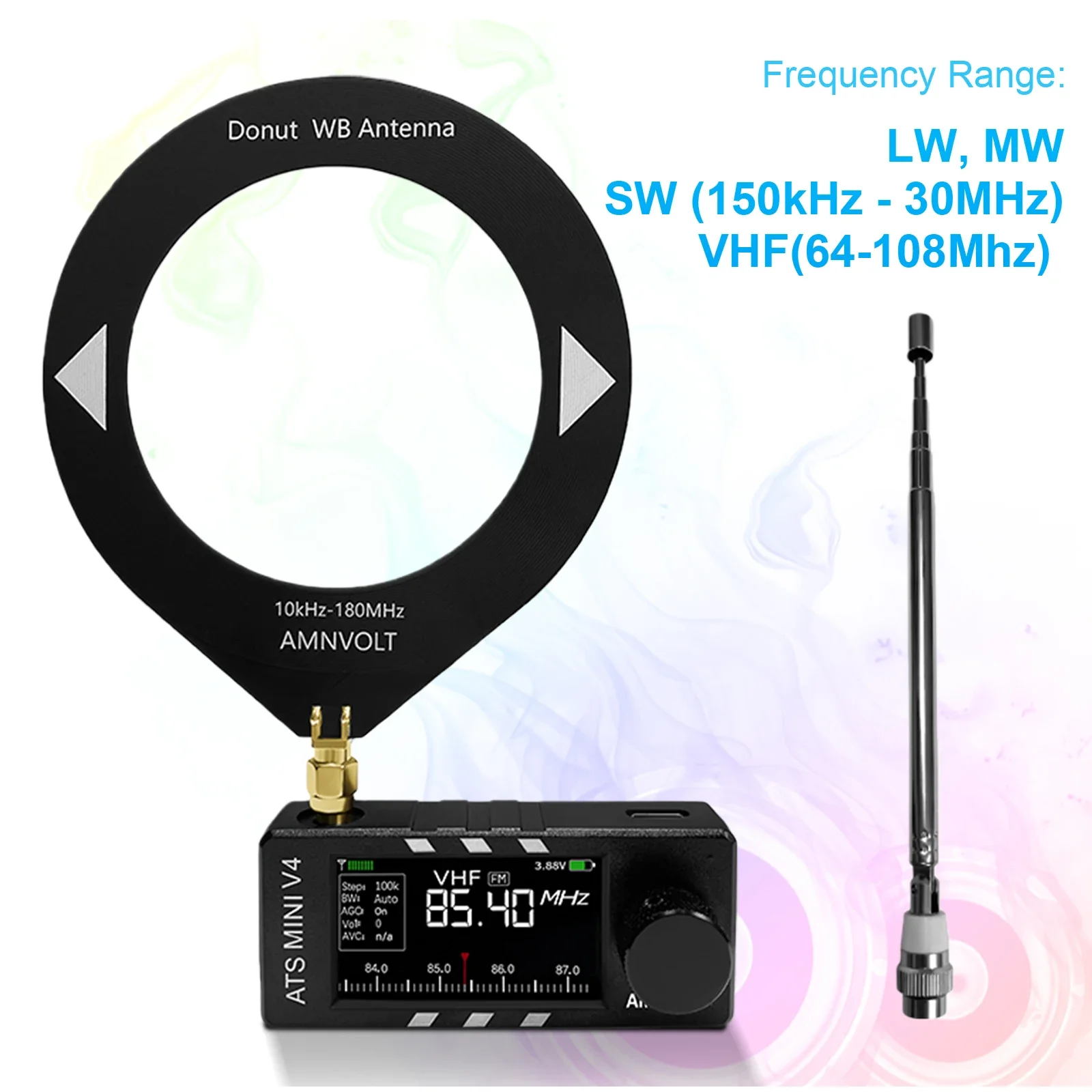 AMNVOLT V4 ATS MINI SI4732 Radio ALL Band DSP Radio FM AM SSB LSB USB Receiver, built-in Hi-Z Headphone Amplifier Circuit