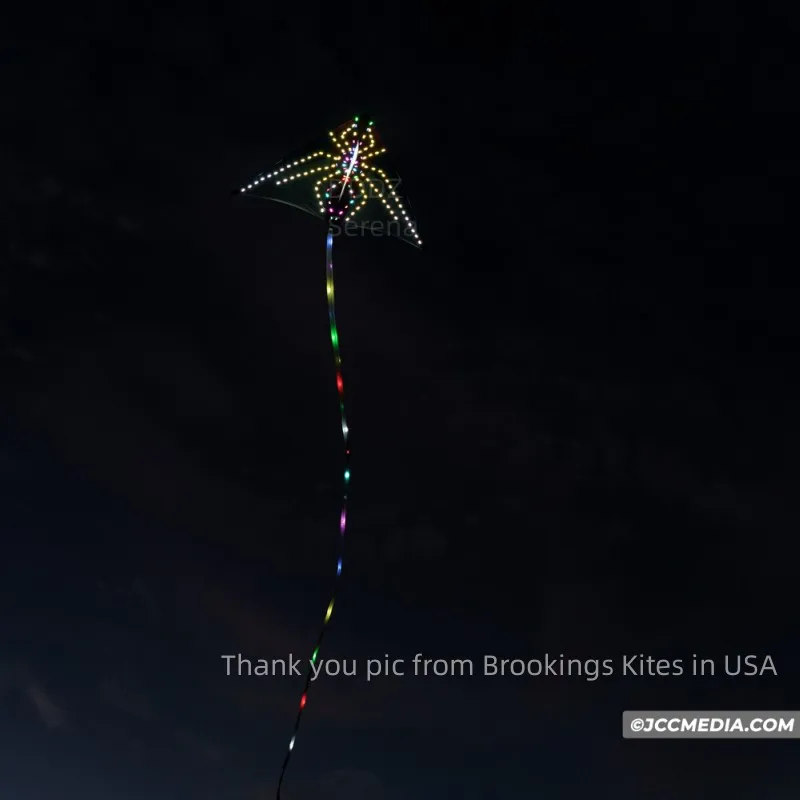 3 SQM delta LED spider triditional color base 544 fabric ripstop umbrella cloth kite with 10m tubing tails in surper high bright