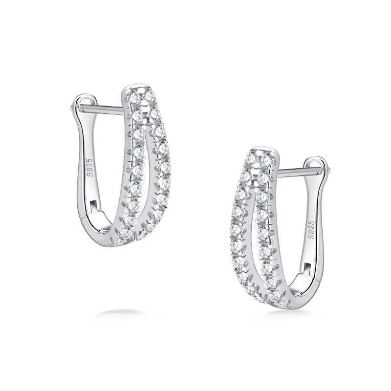 

1.5mm D Color Moissanite Clip Earrings for Women 925 Sterling Silver Moissanite Diamond Hoop Earrings Pass Tester Wholesale Gift
