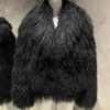 YOLOAgain Women's Real Mongolia Sheep Fur Jacket Dark Brown Sheep Fur Jacket 5