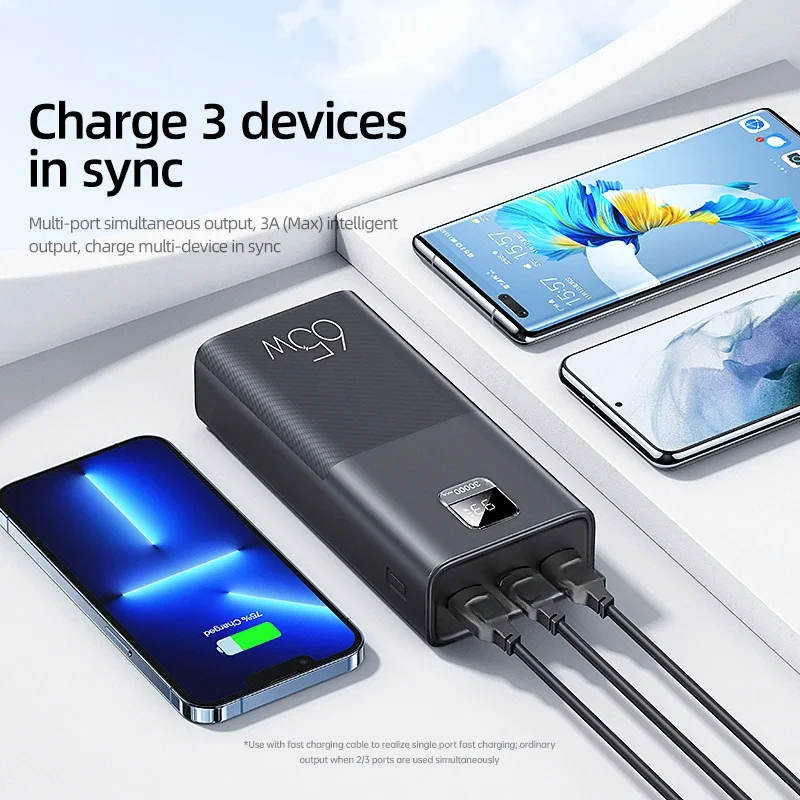 30000mAh For Phone Laptop Tablet Mac 65W Power Bank Portable External Battery Charger Quick Charge SCP FCP Powerbank 3