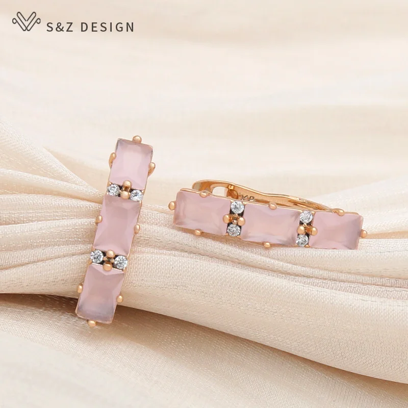 S&Z DESIGN New Fashion Champagne Gold Color Egg Shape Oval Crystal Drop Earrings For Women Wedding Jewelry Cubic Zirconia