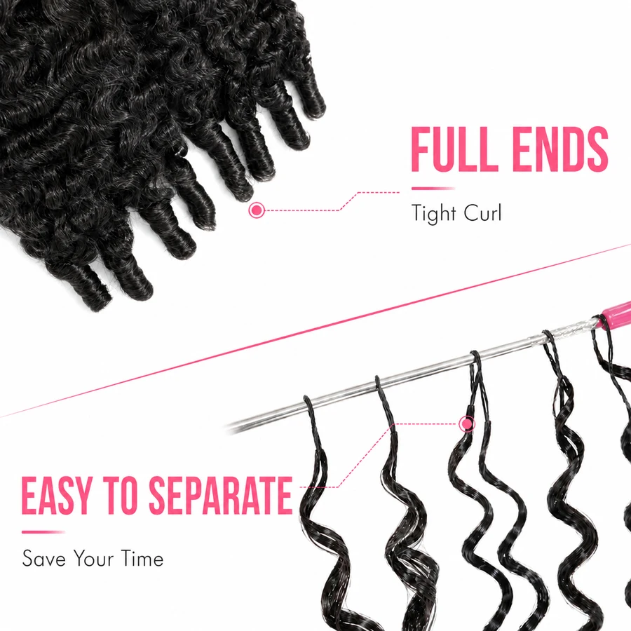 WOWANGEL Extension per Capelli Ricci Birmani con Piume, Estensioni di Capelli Umani con Nodi Ultra Sottili, Leggere, Effetto Naturale, Riutilizzabili, per Trecce - immagine 3
