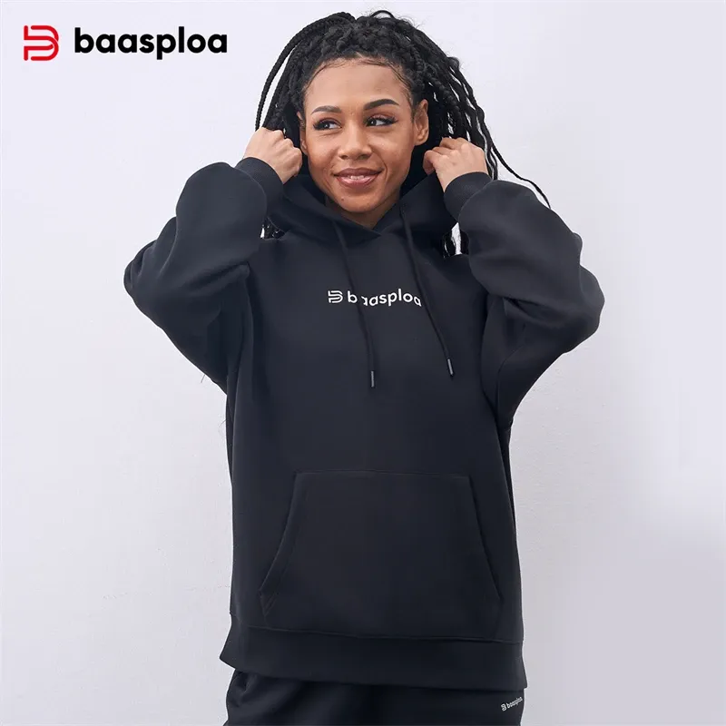  Baasploa Women Hoodies 2025 New Fashion Loose Casual Clothing for Women Breathable Comfort Soft Solid Sportswear Free Shipping 