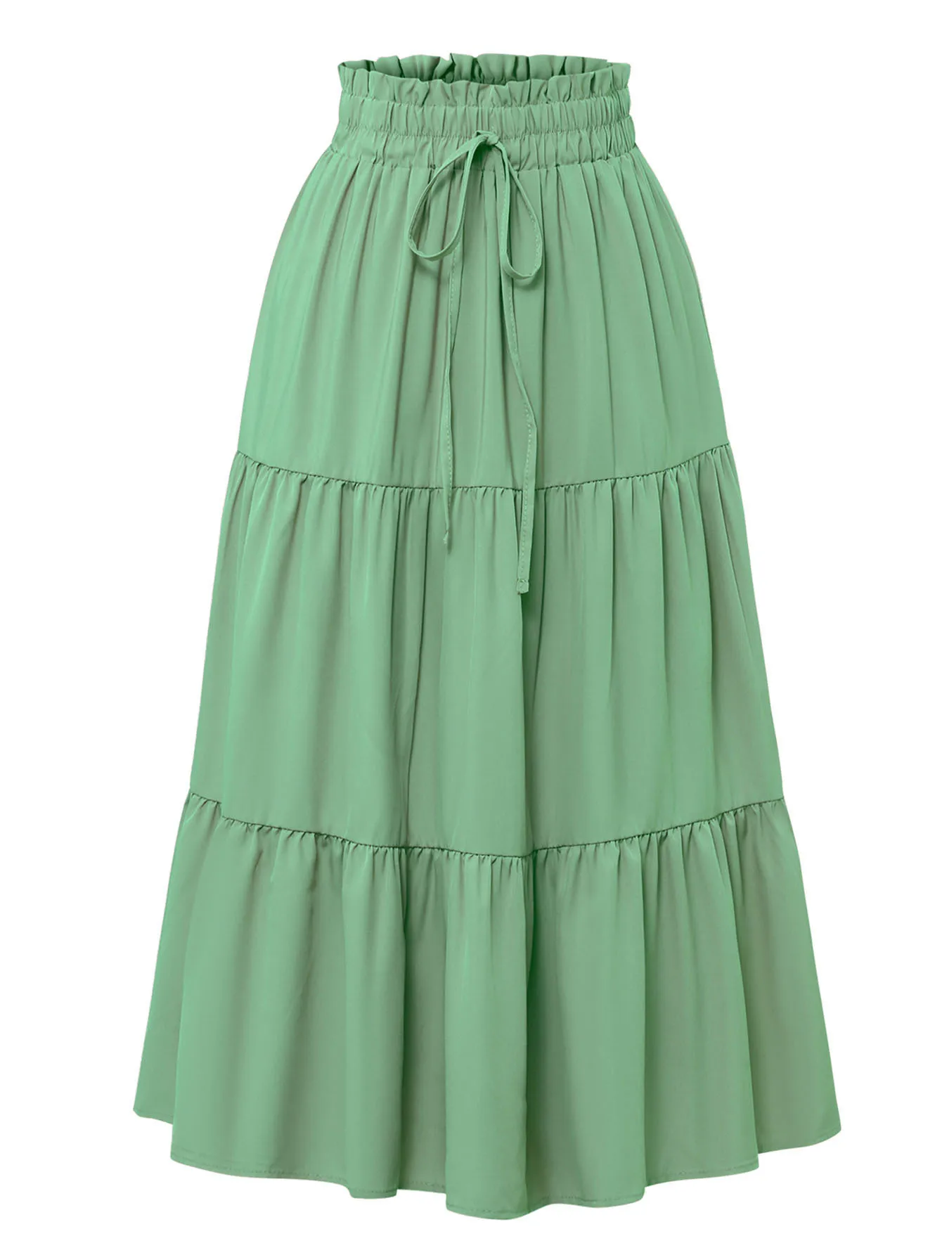 Women's Summer Solid Color Bohemian A-line Midi Skirts 2025 New Female Vacation Casual Loose Faldas