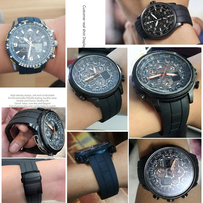 Curved End Link Waterproof Silicone Watchband - 22mm/23mm