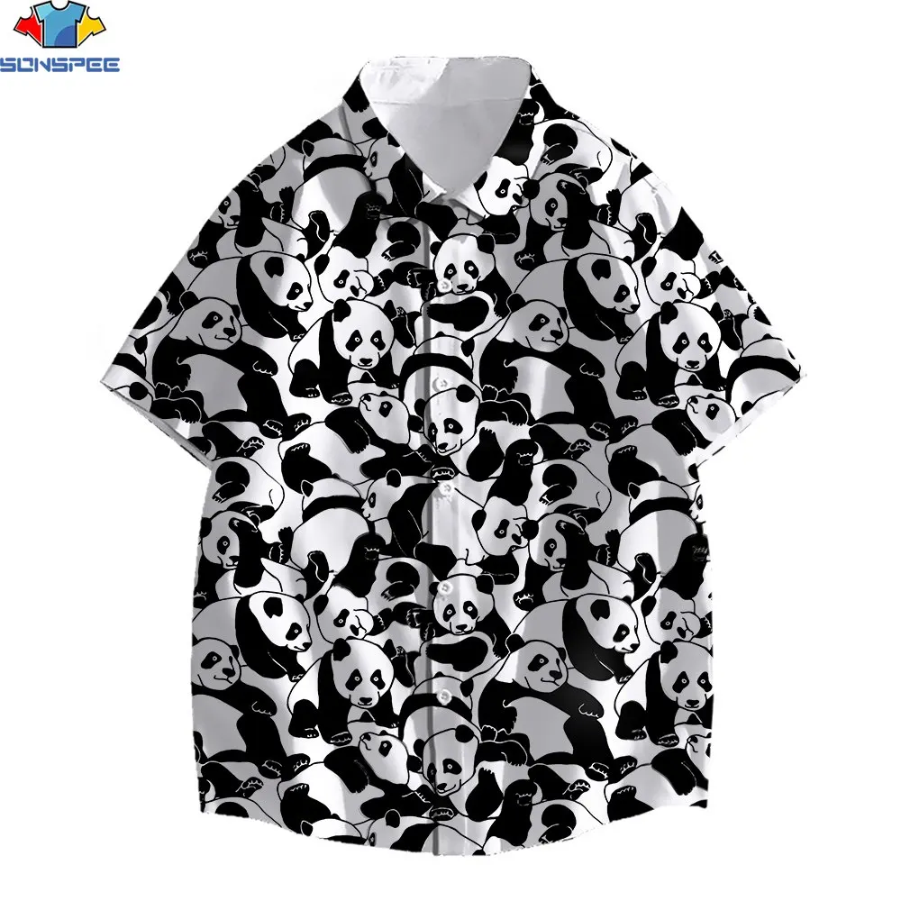 SONSPEE 3D Print Animal Hawaiian Shirt Men Women Funny Style Cute Panda Head Shirts Beach Outdoor Casual Versatile Vacation Tops animal style funny dog retractable badge reel for nurse