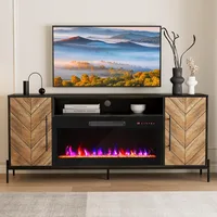 Tv Stand, 68" TV Stand with 36" Electric Fireplace Heater, Entertainment Center with Storage Cabinet, Console Table for TVs 1