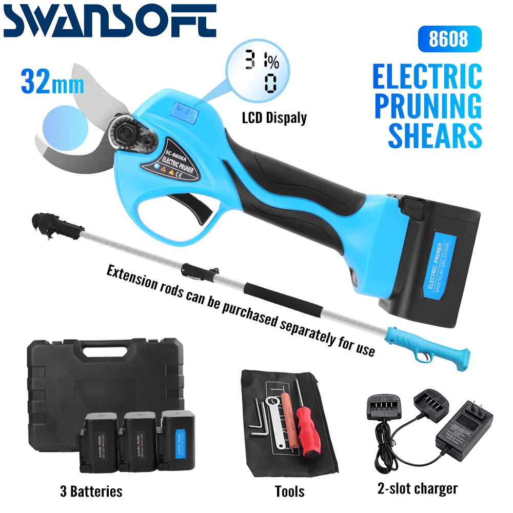 21V Potatore Cordless Motore Brushless Cesoia Elettrica Da Potatura 32Mm Efficiente Albero Da Frutto Bonsai Potatura Rami Cutter Tool