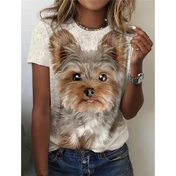 Women's 3d Dogs Cat Print T Shirt Fashion Womens Tees Tops Harujuku Kawaii Oversized Summer O-Neck Top Female Clothing 2024