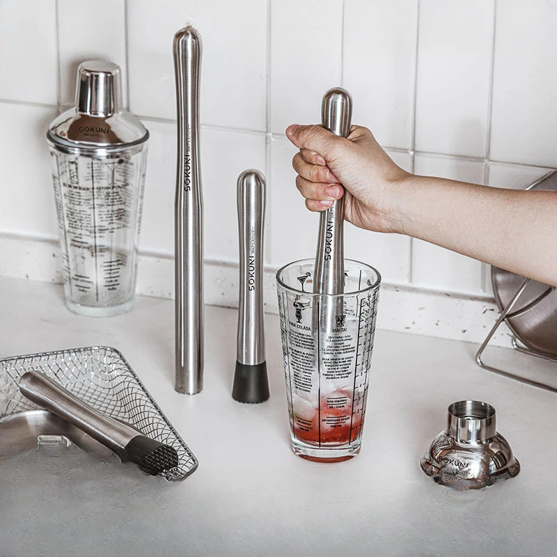 Stainless Steel Masher Stick Ice Hammer, Shaker Cup, Household Kitchen Tools, Juice Rammer, Squeezer Punch, Lemon Tea Hammer Too