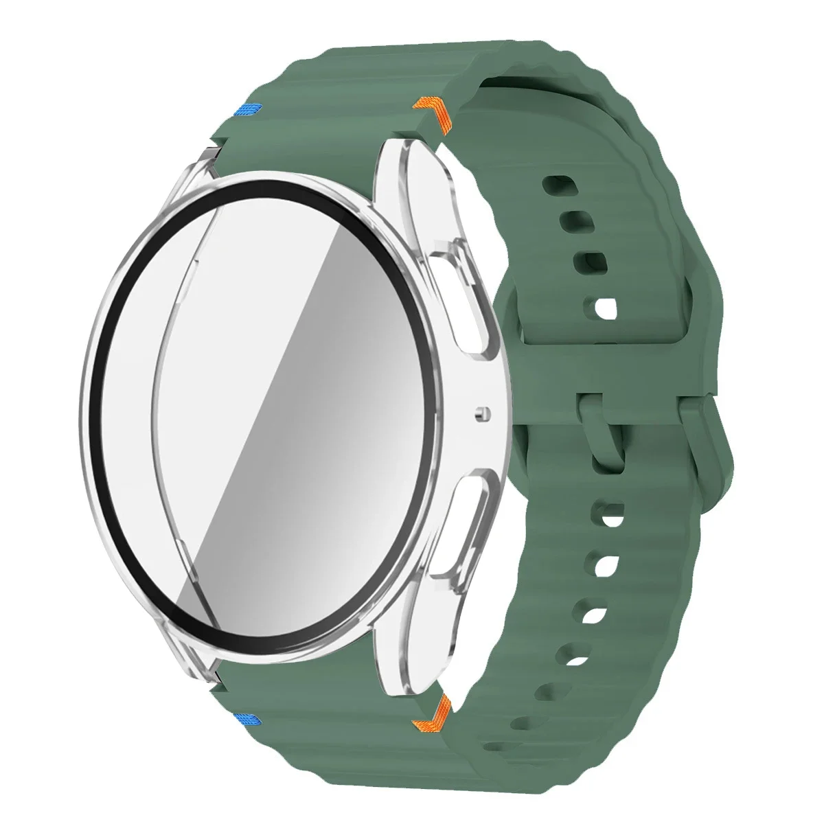 Enhanced Silicone Band and Bumper Case with Tempered Glass Screen Protector