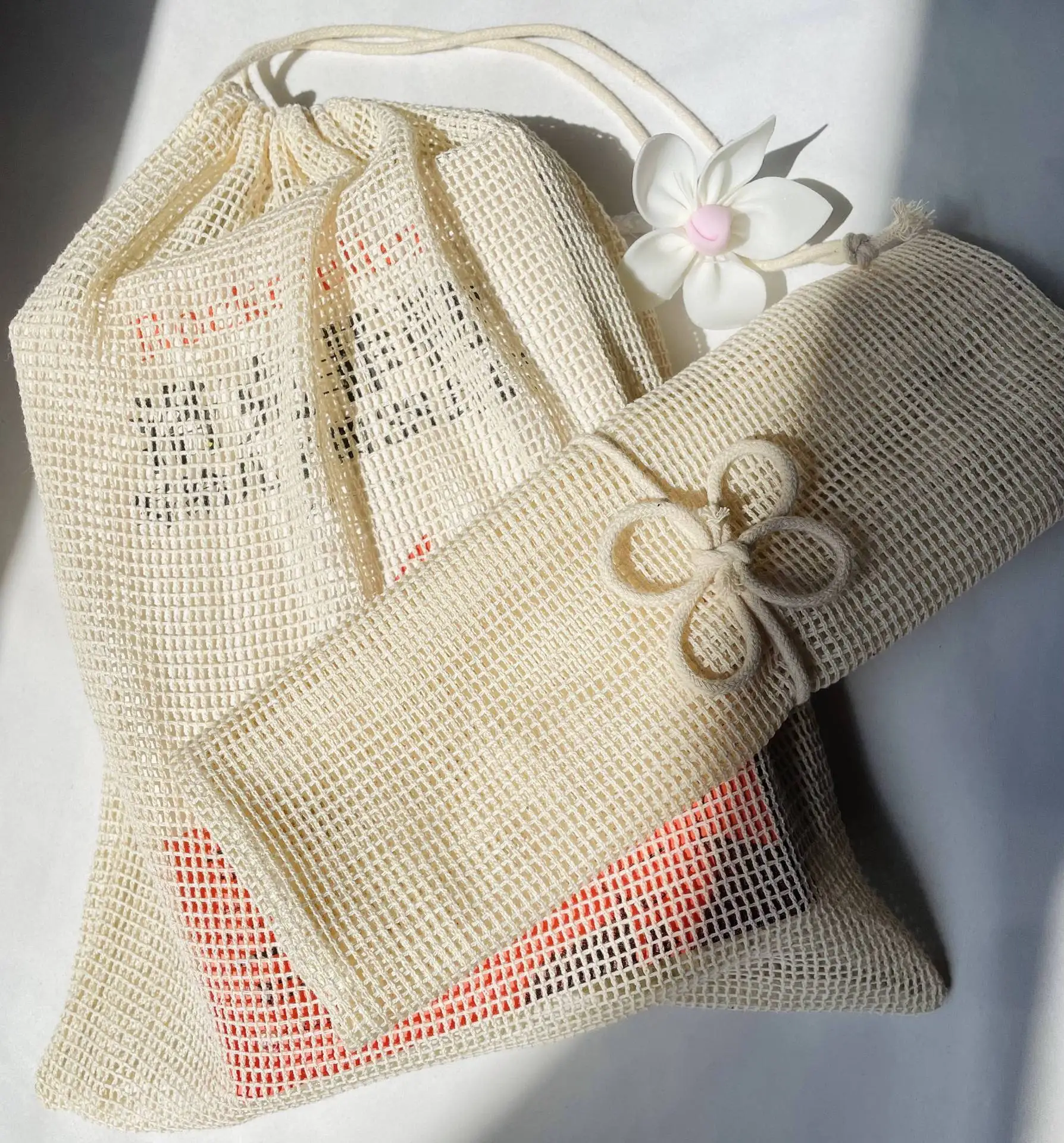 

Biodegradable single suction cotton mesh bag for supermarket shopping, cotton cloth bag, tableware bag, storage bag