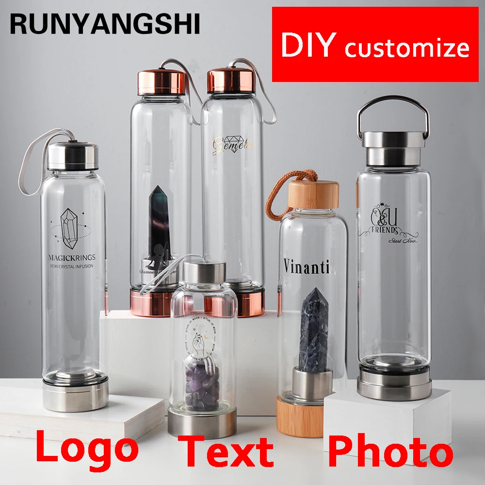 

Runyangshi High Quality Custom Crystal Water Bottle Customized Logo Image Text Drinkware Personalize Creative Present Gift