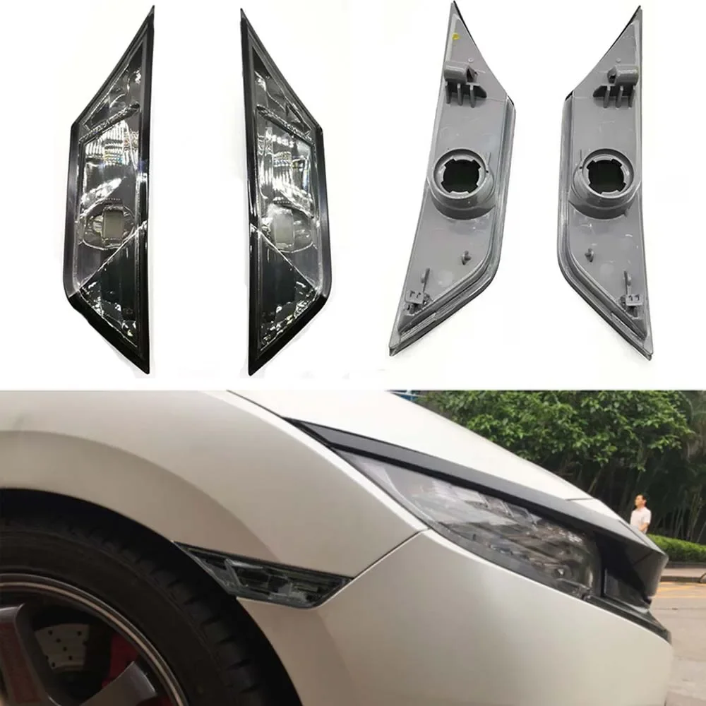 

For Civic 10th gen sedan 2016 2017 2018 Car Left&Right Side Markers Smoked Lens Switchback Amber White Signal lights Lamp 2Pcs