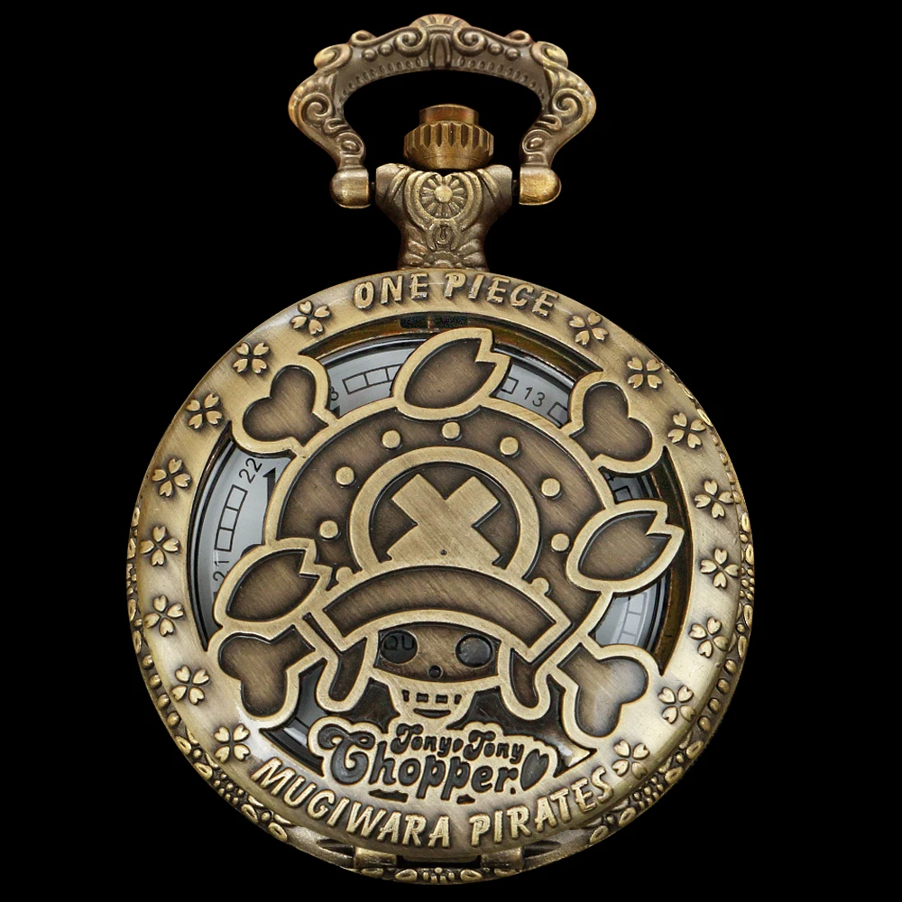 

Fashion Popular Anime Yellow Hat Pirate Member Reindeer Quartz Pocket Watch Vintage Steel Necklace Pendant Jewelry Gift Clock