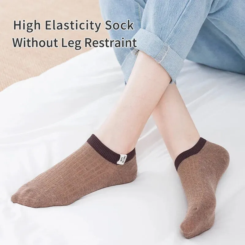 Womens Socks 10 Pairs Spring Summer Letter Slogans College Style Fabric Label
