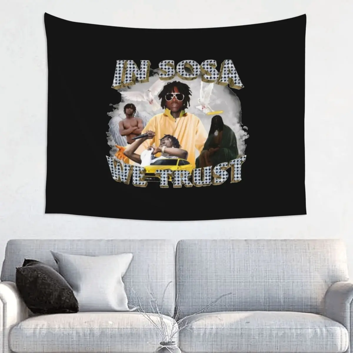 Sosa We Chief Keef 태피스트리 벽걸이, 히피 폴리에스터 벽 태피스트..