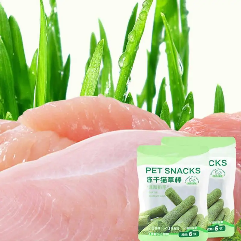6PCS Cat Grass Teeth Grinding Stick Pet Snacks Hairball Removal Mild Hair Row Ready To Eat Cat Baby Teeth Cleaning Sticks