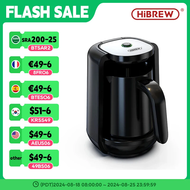 HiBREW Automatic Turkish Coffee Machine Electric Pot AC 220~240V Ground Coffee Maker H9 Coffee Maker