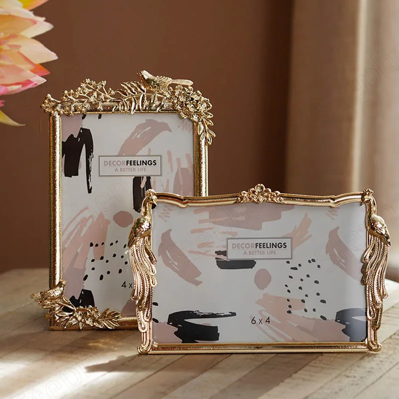 

Модная Золотая фоторамка в виде птицы, американская Современная фоторамка размером 6 дюймов, настольные украшения для дома, спальни, офиса