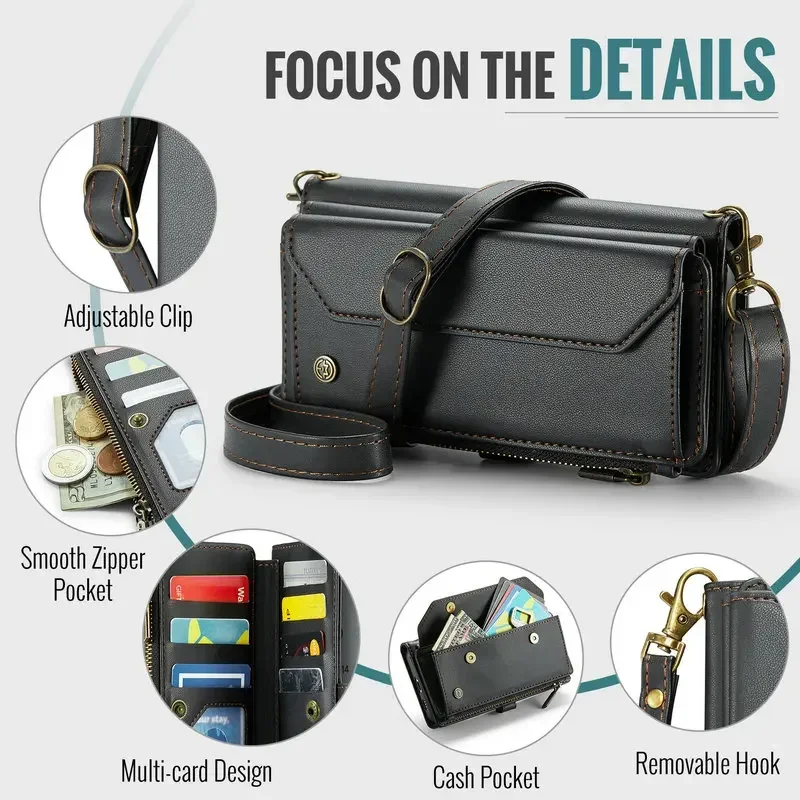 RFID Secure Crossbody Zipper Wallet Bag with Card Holder