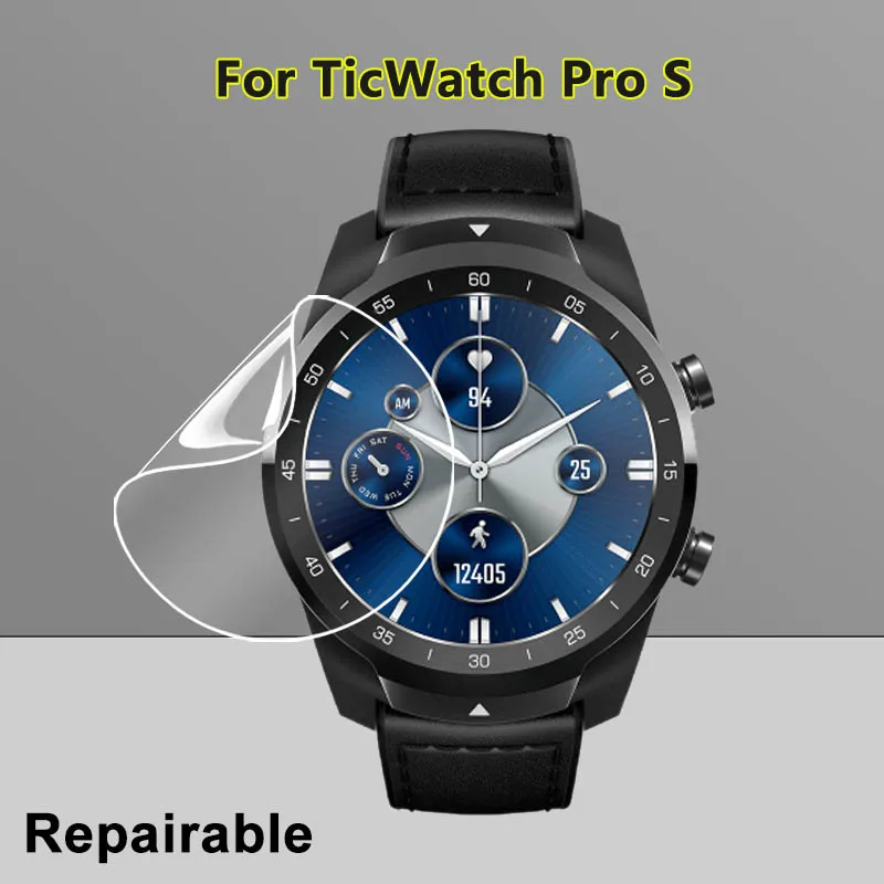 Ultra Clear Slim Screen Protector For Ticwatch Pro S 1.39" Smart Watch Soft Tpu Repairable Hydrogel Film -Not Tempered Glass