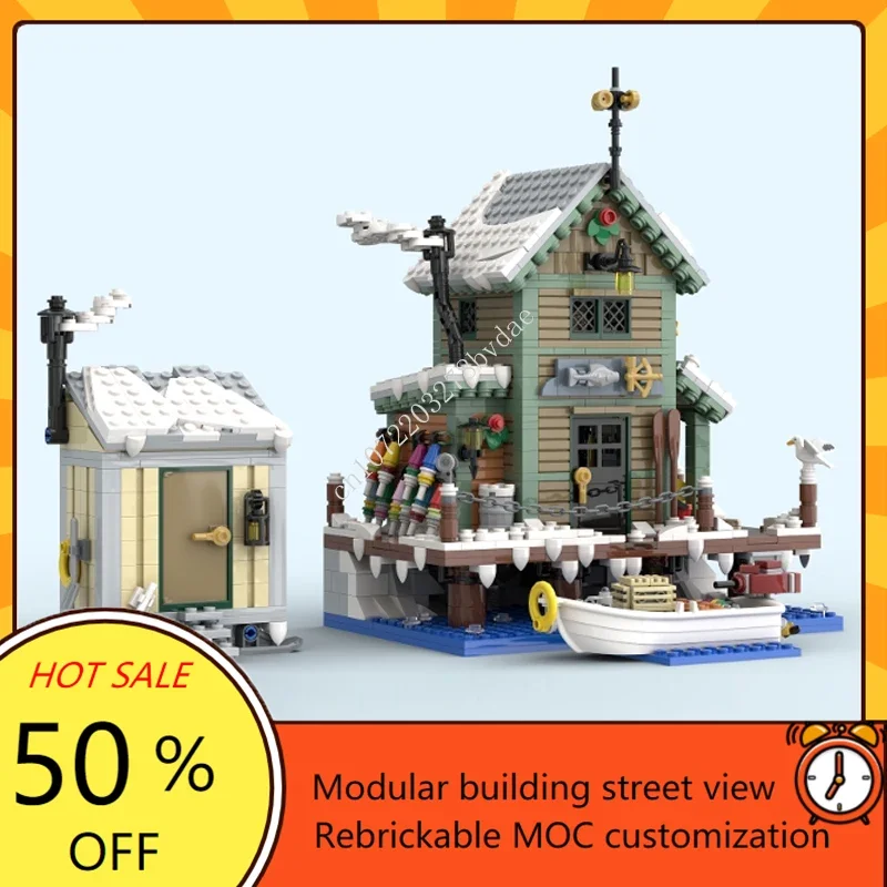 

1405PCS Customized MOC Modular Winter Fish & Supply Street View Model Building Blocks Technology Bricks DIY Assembly Toys Gifts