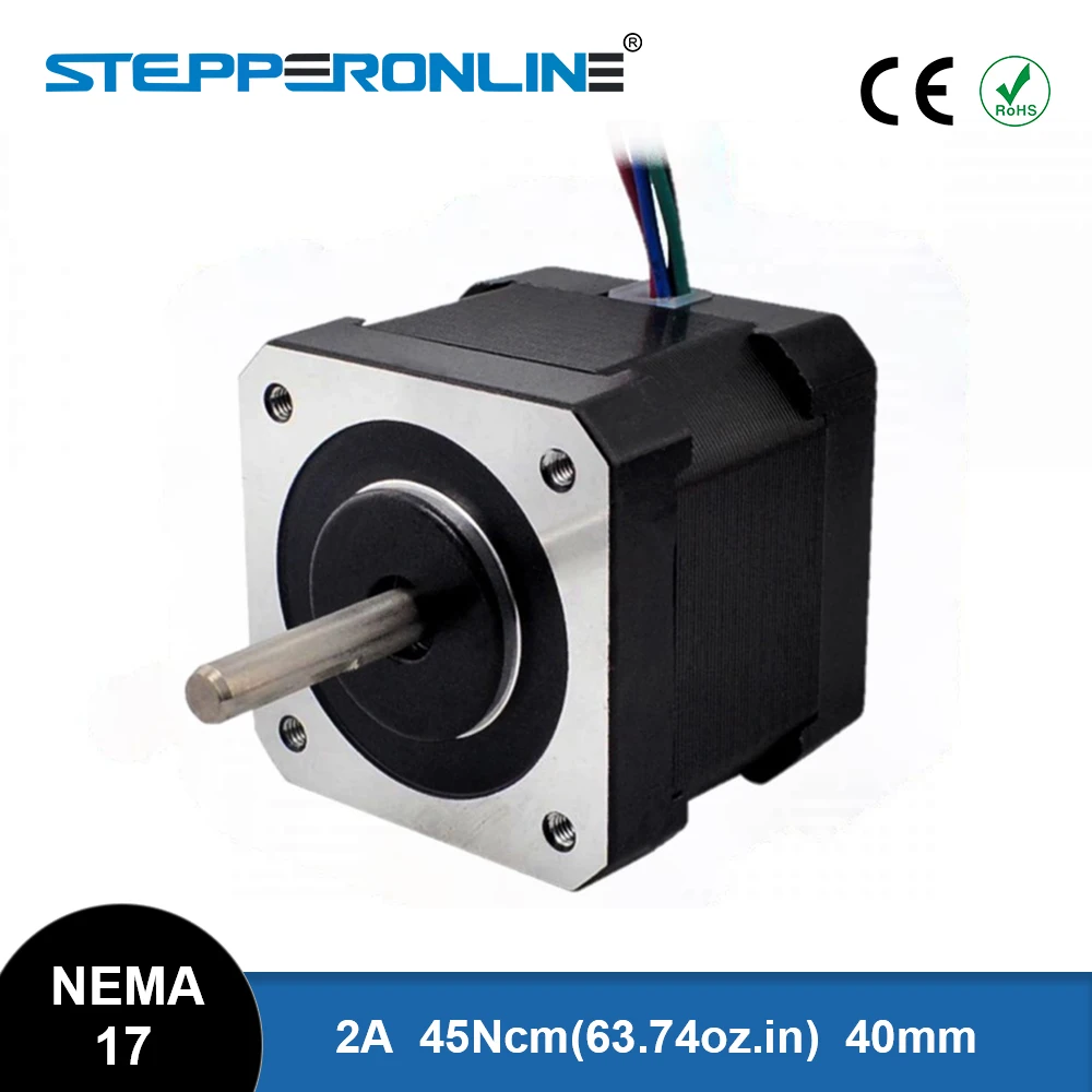 Motor de Passo Nema 17 com Eixo Duplo Motor de 42 mm 45ncm 63.74oz.in 2a para Impressora 3d Cnc Xyz 3d