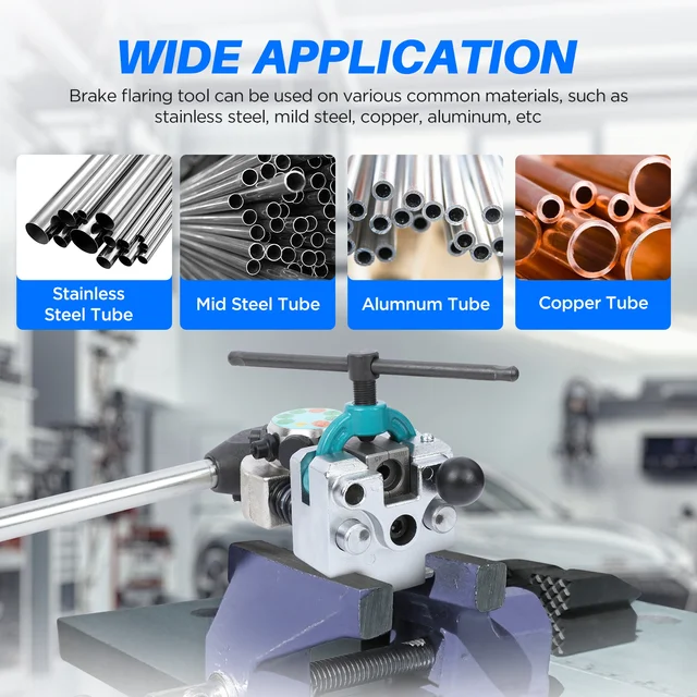Brake Pipe Flaring Tool Hvac SEEKSELF Professional Brake Line Flaring Tool Kit For 45 Degree Single, Double And Bubble Flares, 3/16, 1/4, 5/16, 3/8 And 4.75mm Steel Copper Metal Tubing, Black Brake