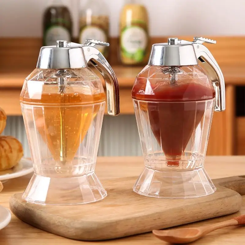 Distributeur De Miel En Verre 9 Oz Anti-Goutte - Pot à Miel Et Sirop Transparent Avec Poussoir