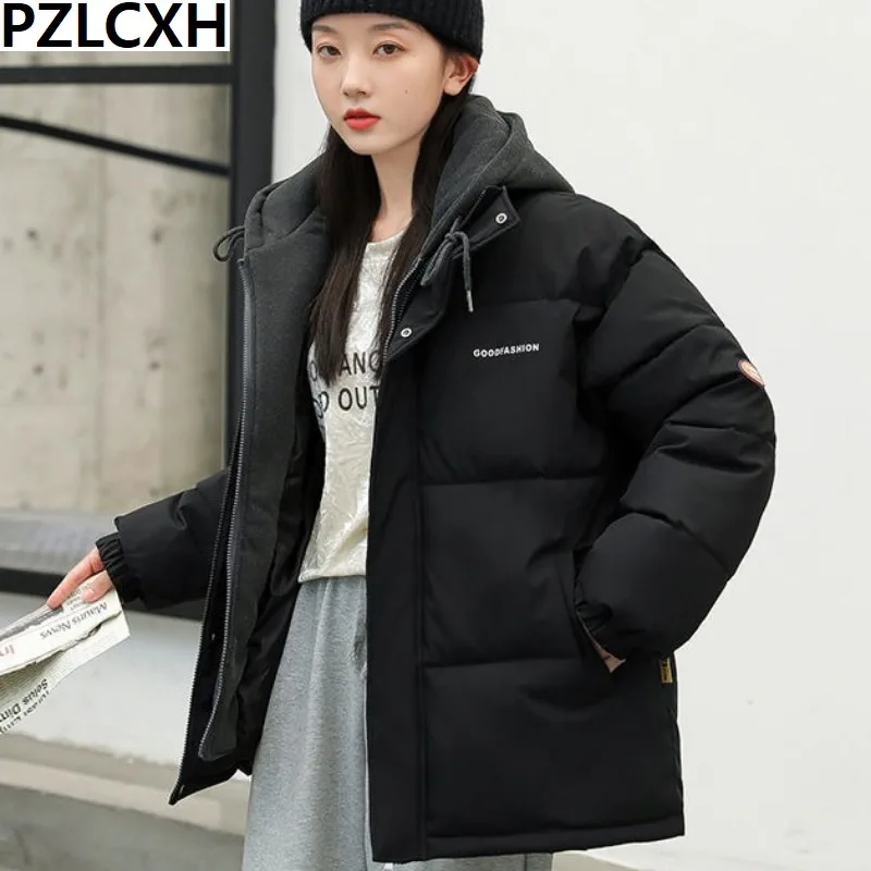 2023 Women's Down Cotton Coat Winter Jacket Female Warm Thickened Parkas Fashion Hooded Outwear Loose Large Size Short Overcoat