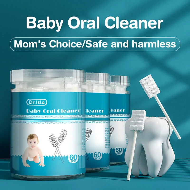 60Pcs Baby Tongue Cleaner Disposable Gauze Toothbrush Paper Rod Infant Oral Cleaning Brush Stick for Newborn cotton swabs baby oral cleaner