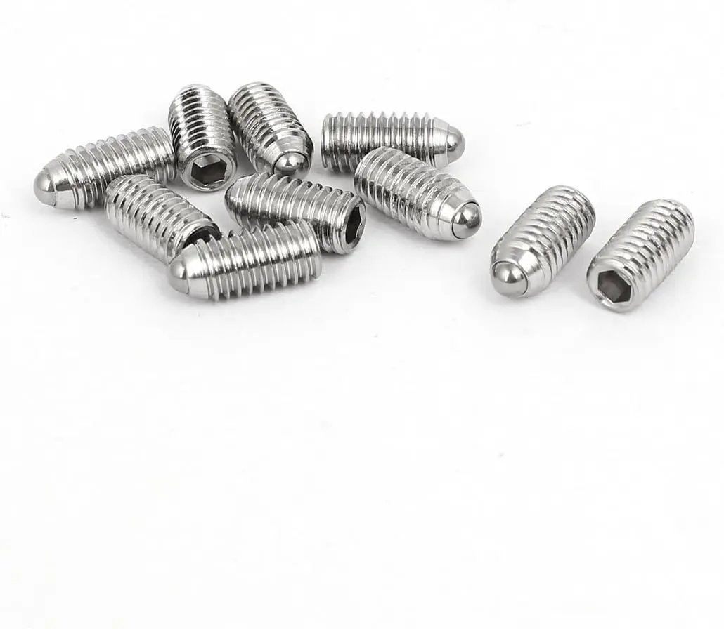 

M6x12mm 304 Stainless Steel Spring Hex Socket Ball Point Grub Set Screws 10pcs