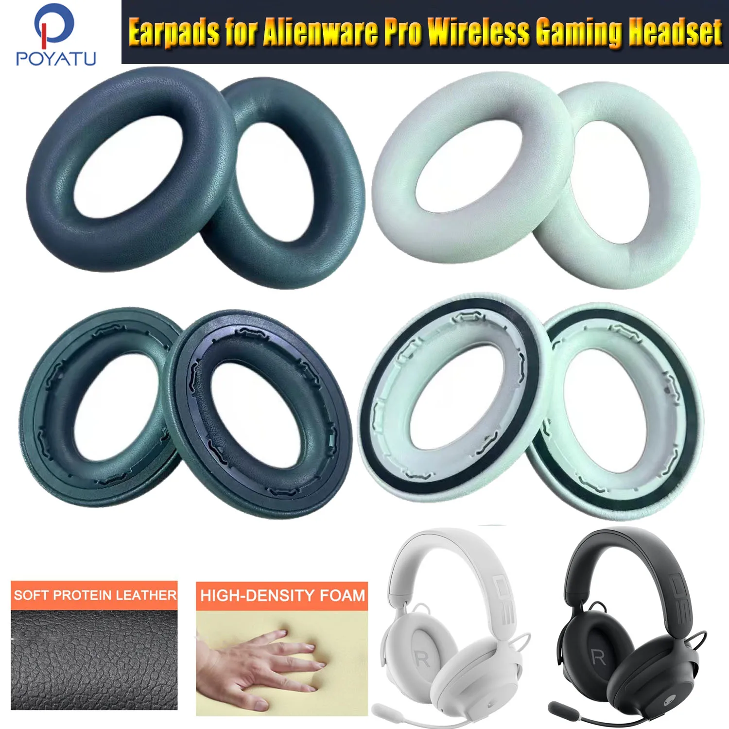 Replacement Earpads for Alienware Pro Wireless Gaming Headset Memory Foam Ear Pads Cushions Earmuff & Headphone Case