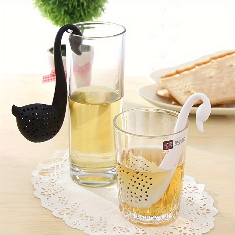 2pcs Swan-Shaped Mini Tea Infuser - Creative Plastic Tea Strainer for Loose Leaf & Blooming Teas, Kitchen & Dining Accessory
