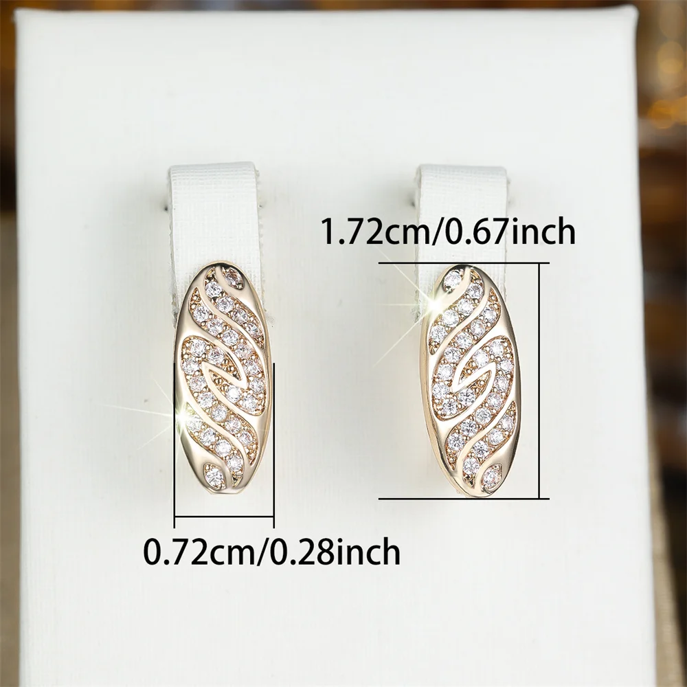 Luxury Crystal Round Stone Oval Hoop Earrings For Women Men Vintage Gold Color Ear Buckle Wedding Jewelry Engagement Party Gift