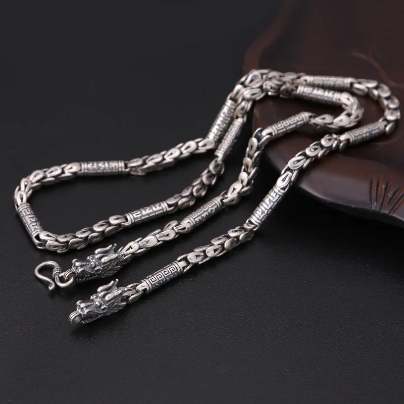 5mm Width Real Silver Dragon Link Chain Necklace Man Male S925 Sterling