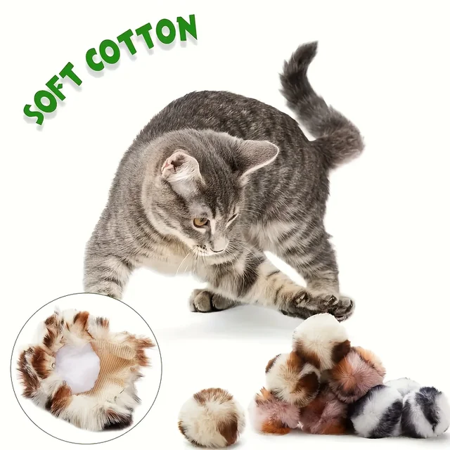 3Pcs Cat Toy Ball Leopard Print Plush Ball, Cat Self-Entertainment Ball Soft Cat and Dog Universal Toy Ball Interactive 5